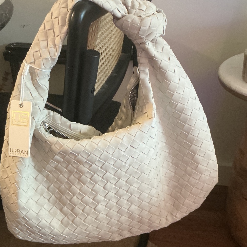 Urban Expressions Cream Woven Hobo Shoulder Bag